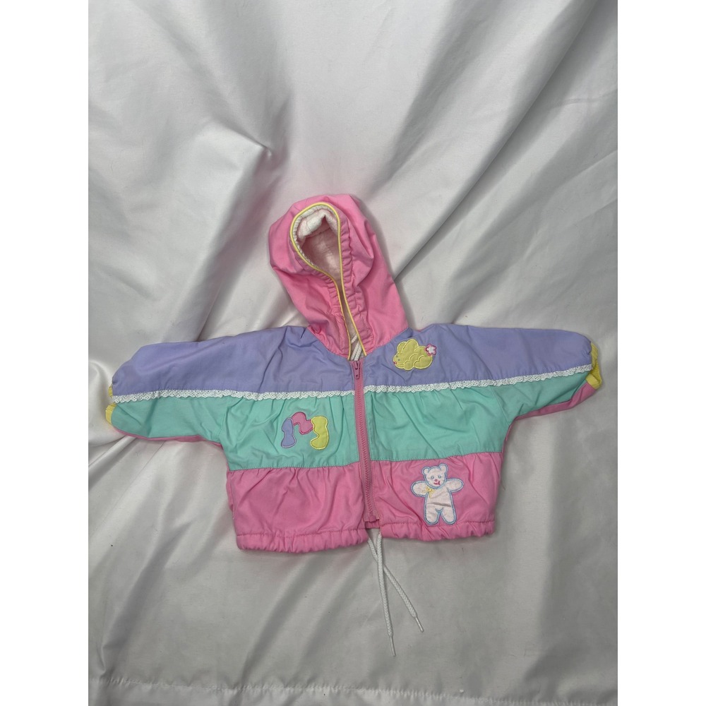 Vintage Windy Trail Weather Tamer Pastel Colorblock Hooded‎ Jacket Baby 0-6M